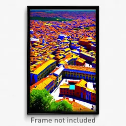 Pixel Art Poster - Worldly Spanish City (8 Bit Psychedelic Video Game Print)