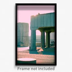 Pixel Art Poster - Concrete Outpost (8 Bit Psychedelic Trippy Video Game Print)
