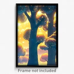 Pixel Art Poster - Bubbly Trees (8 Bit Psychedelic Trippy Video Game Print)