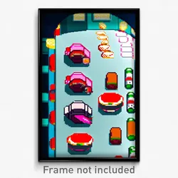 Pixel Art Poster - Curvy Sushi (8 Bit Psychedelic Trippy Weird Video Game Print)