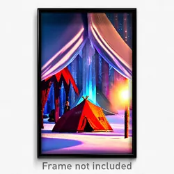 Pixel Art Poster - Frozen Tent (8 Bit Psychedelic Trippy Weird Video Game Print)