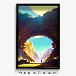 Pixel Art Poster - Mountainous Portal (8 Bit Psychedelic Video Game Print)