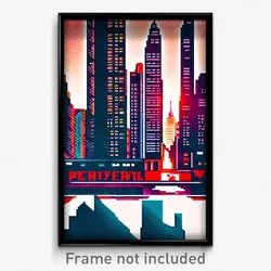 Pixel Art Poster - Novel Canadian City (8 Bit Psychedelic Video Game Print)