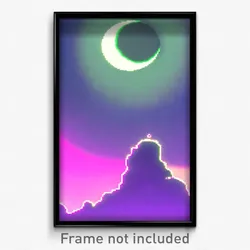Pixel Art Poster - Slimy Moon (8 Bit Psychedelic Trippy Weird Video Game Print)