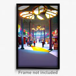 Pixel Art Poster - Vivacious Marketplace (8 Bit Psychedelic Video Game Print)
