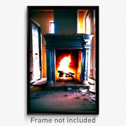 Pixel Art Poster - Abandoned Fireplace (8 Bit Psychedelic Video Game Print)