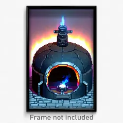 Pixel Art Poster - Round Furnace (8 Bit Psychedelic Trippy Video Game Print)
