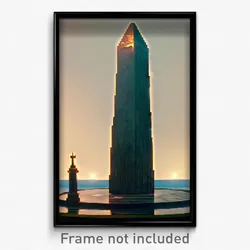 Pixel Art Poster - Watery Obelisk (8 Bit Psychedelic Trippy Video Game Print)