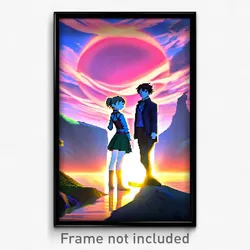 Pixel Art Poster - Anime Like Promontory (8 Bit Psychedelic Video Game Print)