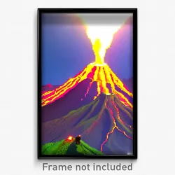 Pixel Art Poster - Original Volcano (8 Bit Psychedelic Trippy Video Game Print)