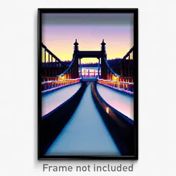Pixel Art Poster - Cold Bridge (8 Bit Psychedelic Trippy Weird Video Game Print)