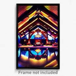 Pixel Art Poster - Beautiful Lodge (8 Bit Psychedelic Trippy Video Game Print)