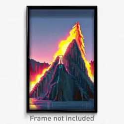 Pixel Art Poster - Nocturnal Geyser (8 Bit Psychedelic Trippy Video Game Print)