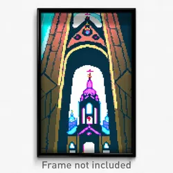 Pixel Art Poster - Swirly Cathedral (8 Bit Psychedelic Trippy Video Game Print)