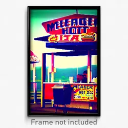 Pixel Art Poster - Meager Hot Dog Stand (8 Bit Psychedelic Video Game Print)