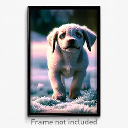 Pixel Art Poster - Frosty Puppy (8 Bit Psychedelic Trippy Video Game Print)