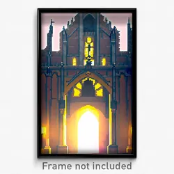Pixel Art Poster - Deadly Abbey (8 Bit Psychedelic Trippy Video Game Print)