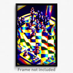 Pixel Art Poster - Flashy Chess (8 Bit Psychedelic Trippy Video Game Print)