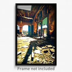 Pixel Art Poster - Tattered Courtyard (8 Bit Psychedelic Video Game Print)