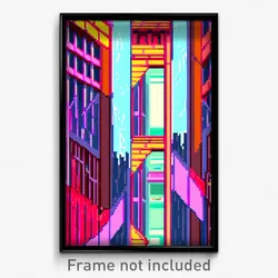 Pixel Art Poster - Liquid Anime Architecture (8 Bit Video Game Print)