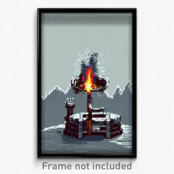Pixel Art Poster - Smoggy Forge (8 Bit Psychedelic Trippy Video Game Print)