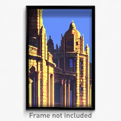Pixel Art Poster - Made Up Historical Architecture (8 Bit Video Game Print)