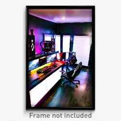 Pixel Art Poster - Steel Gaming Room (8 Bit Psychedelic Trippy Video Game Print)
