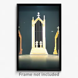 Pixel Art Poster - Simplistic Ossuary (8 Bit Psychedelic Video Game Print)