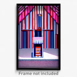 Pixel Art Poster - Striped Shrine (8 Bit Psychedelic Trippy Video Game Print)