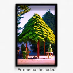 Pixel Art Poster - Evergreen Granary (8 Bit Psychedelic Trippy Video Game Print)