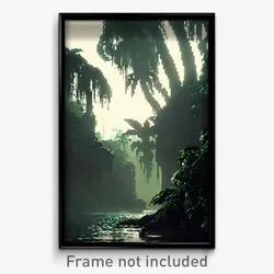 Pixel Art Poster - Dark Jungle (8 Bit Psychedelic Trippy Weird Video Game Print)