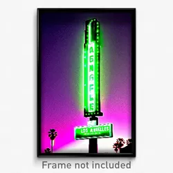 Pixel Art Poster - Green Los Angeles (8 Bit Psychedelic Trippy Video Game Print)