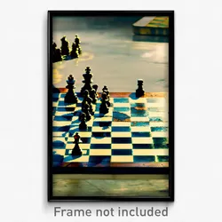 Pixel Art Poster - Rundown Chess Board (8 Bit Psychedelic Video Game Print)