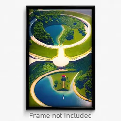 Pixel Art Poster - Circular Peninsula (8 Bit Psychedelic Video Game Print)