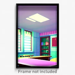 Pixel Art Poster - Mushy Classroom (8 Bit Psychedelic Trippy Video Game Print)