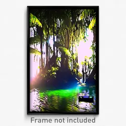 Pixel Art Poster - Remote Rainforest (8 Bit Psychedelic Trippy Video Game Print)