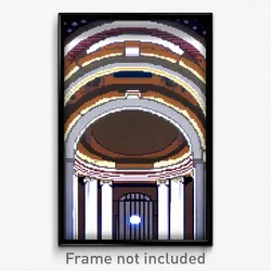 Pixel Art Poster - Circular American Architecture (8 Bit Video Game Print)