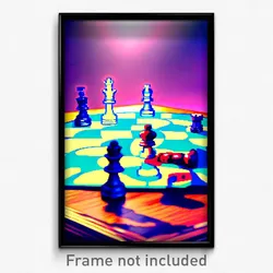Pixel Art Poster - Rich Chess Piece (8 Bit Psychedelic Trippy Video Game Print)