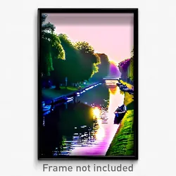 Pixel Art Poster - Peaceful Canal (8 Bit Psychedelic Trippy Video Game Print)