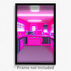 Pixel Art Poster - Pink Workshop (8 Bit Psychedelic Trippy Video Game Print)
