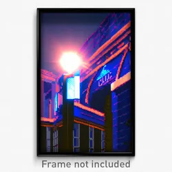 Pixel Art Poster - Blue College (8 Bit Psychedelic Trippy Video Game Print)