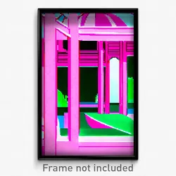 Pixel Art Poster - Pink Pavillion (8 Bit Psychedelic Trippy Video Game Print)