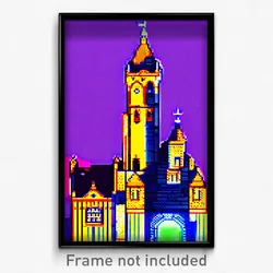 Pixel Art Poster - Stained Tower (8 Bit Psychedelic Trippy Video Game Print)