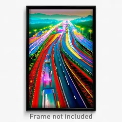 Pixel Art Poster - Vibrant Highway (8 Bit Psychedelic Trippy Video Game Print)