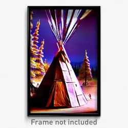 Pixel Art Poster - Wild Tepee (8 Bit Psychedelic Trippy Weird Video Game Print)