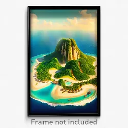 Pixel Art Poster - Harmonious Atoll (8 Bit Psychedelic Trippy Video Game Print)