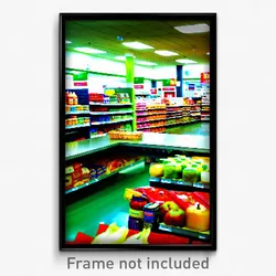 Pixel Art Poster - Bright Grocery Store (8 Bit Psychedelic Video Game Print)