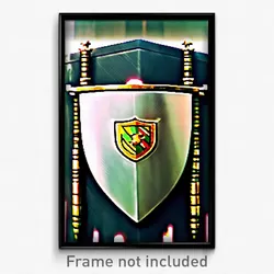 Pixel Art Poster - Gracious Shield (8 Bit Psychedelic Trippy Video Game Print)