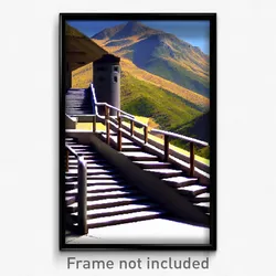 Pixel Art Poster - Mountainous Stair (8 Bit Psychedelic Trippy Video Game Print)