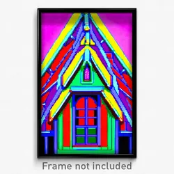 Pixel Art Poster - Vibrant Gable (8 Bit Psychedelic Trippy Video Game Print)